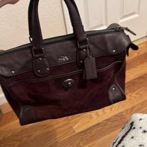 Coach Rhyder satchel in a burgundy suede and leather Vintage